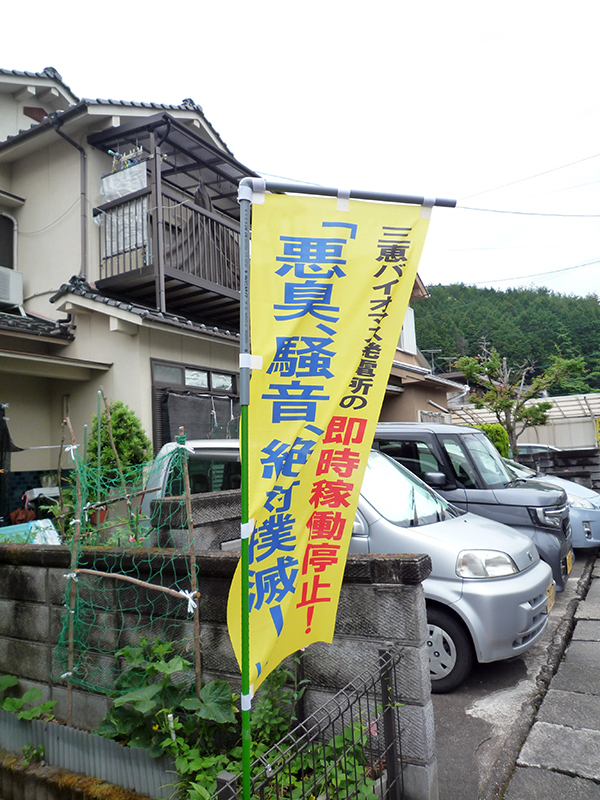 Now we see a lot of banners and flags asserting against palm oil power plants. 